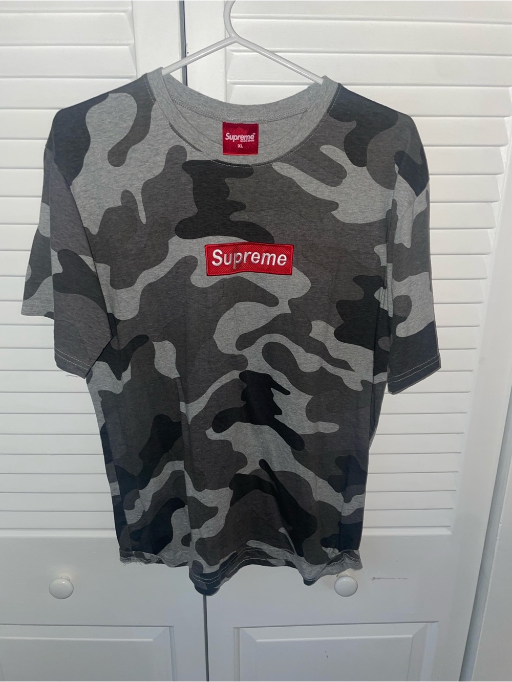 Supreme Grey Camo Tee with Red Box Logo